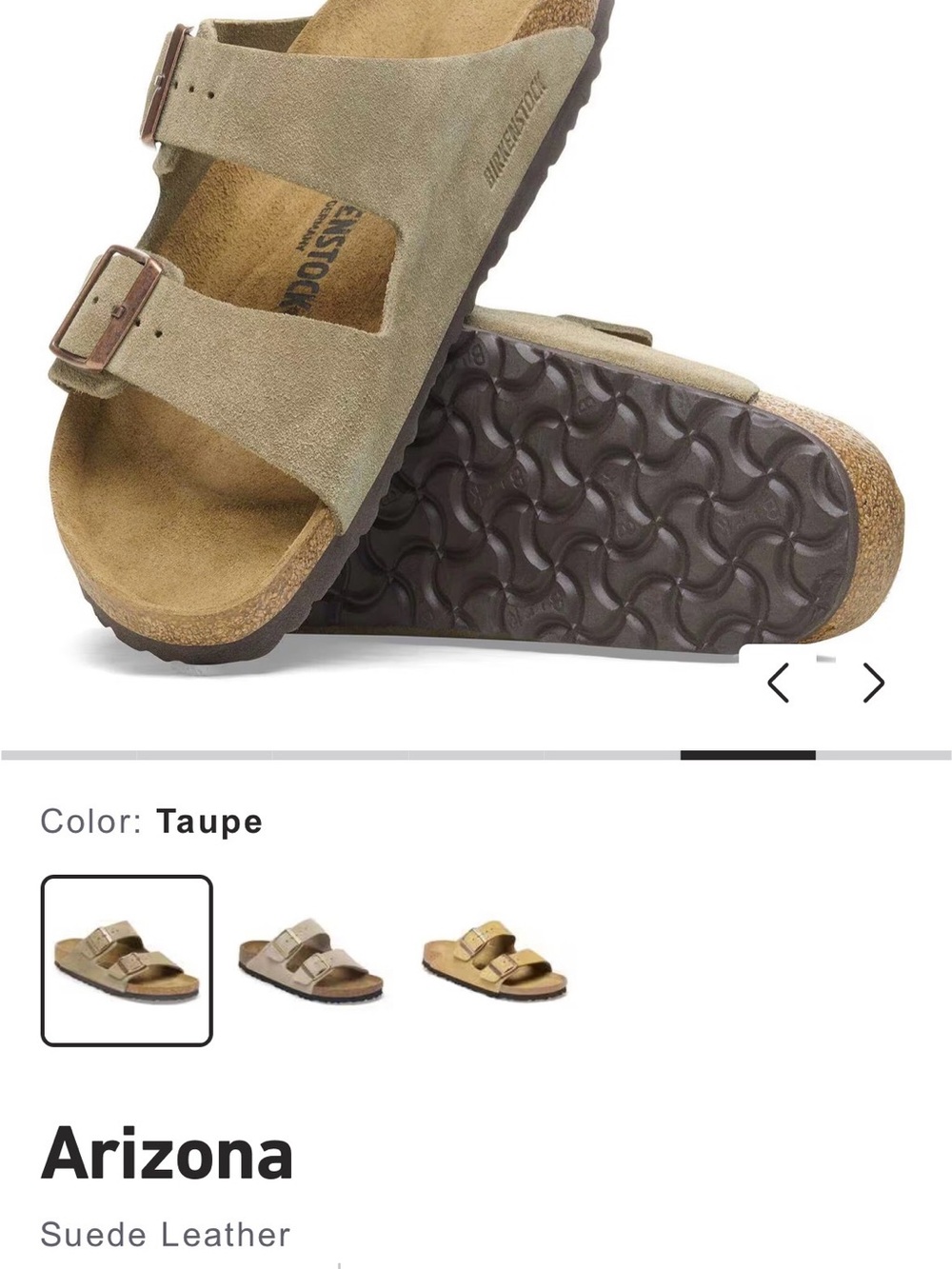 Birkenstock Arizona Suede Two-Strap Sandals in Taupe - Picture 3 of 6